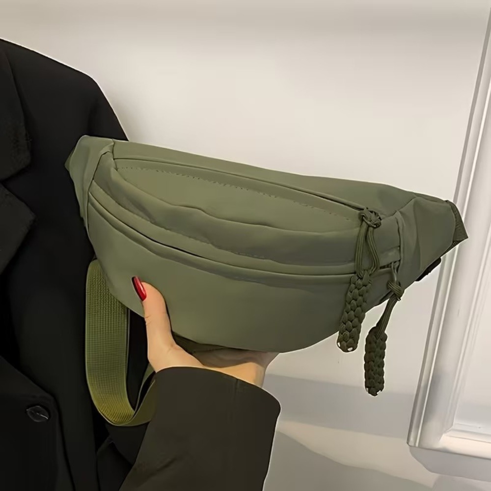 Olive Green Nylon Belt Bag Crossbody Fanny Pack Travel Utility Waist Bag